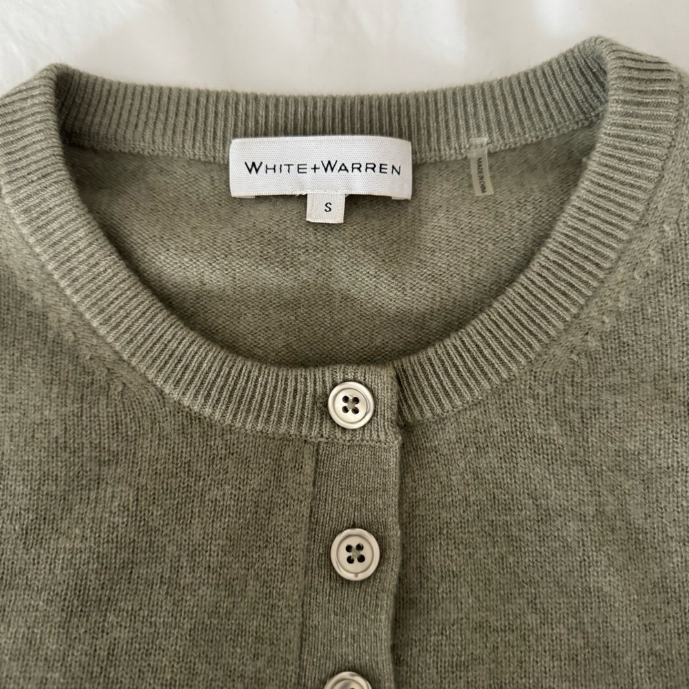 White + Warren Cashmere Henley Meadow Green Size Small